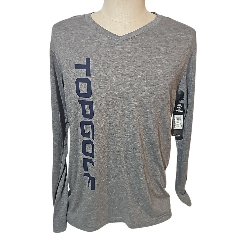 NWT Topgolf Hardyston Long Sleeve V-Neck T-Shirt Gray XL